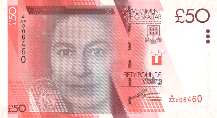 Gibraltar - 50 Pounds - P-38 - 2010 dated Foreign Paper Money